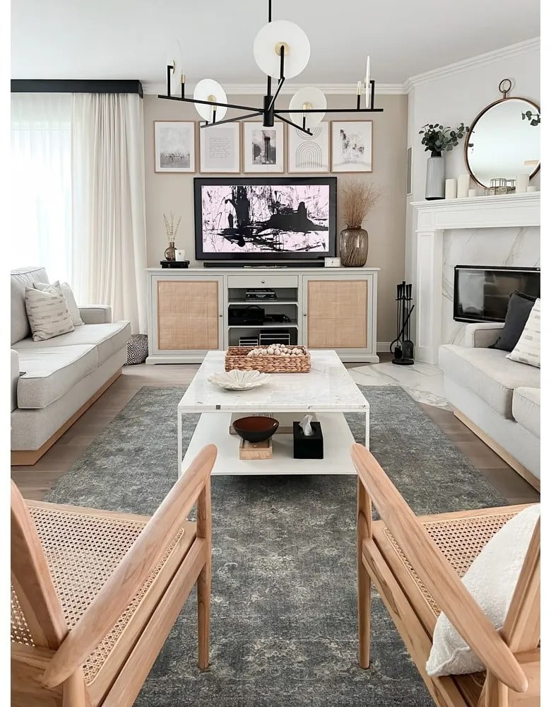 Сив вълнен килим 300x400 cm Calisia Vintage Flora – Agnella