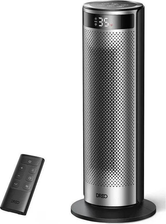 Вентилаторна печка DREO Solaris 628, 2000W, До 25 м2, 5 режима, 5-35C, HeatShield360, Таймер, Черен/Сив