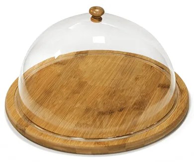 Бамбукова дъска с капак за сервиране на сирена кръгла ф29,5см (B3010M)