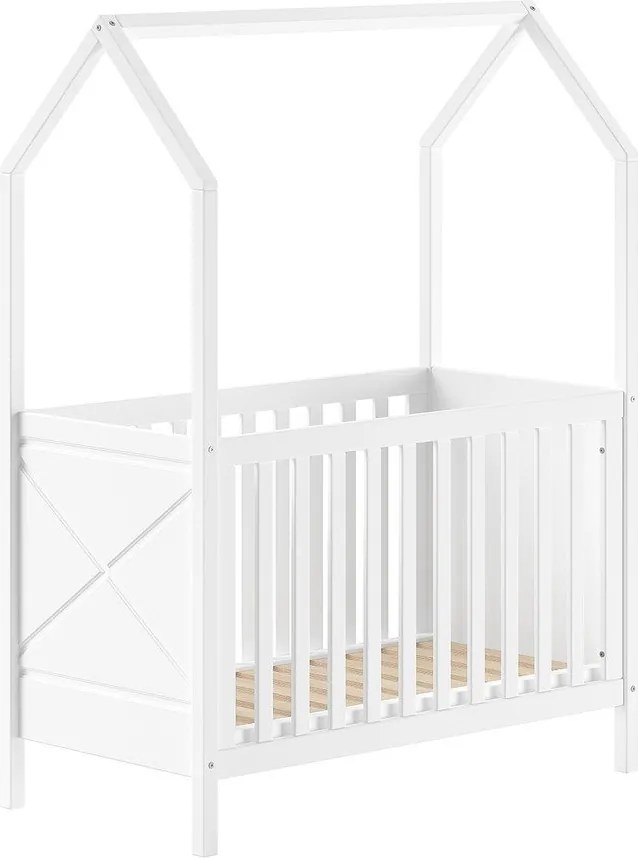 Бяло детско креватче 60x120 cm от масивен бор с регулируема височина Scott – Vipack