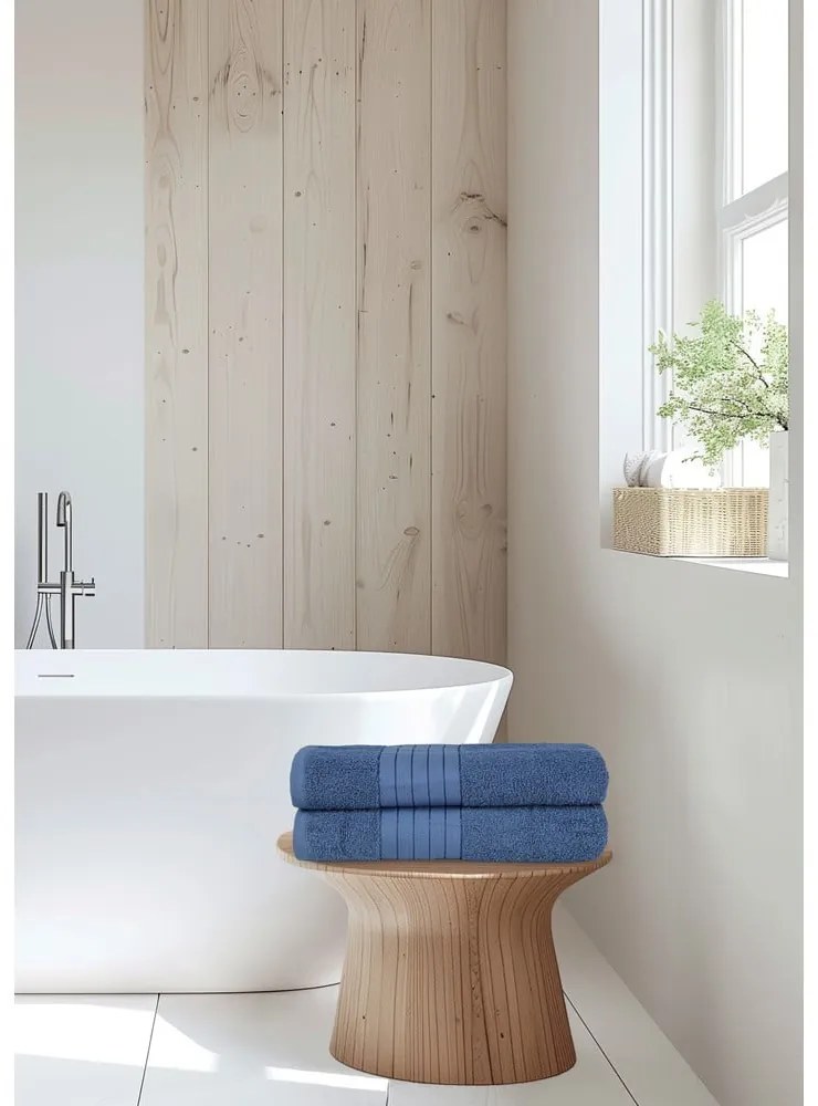 Сини памучни хавлиени кърпи в комплект от 2 бр. от тери 70x140 cm – Good Morning