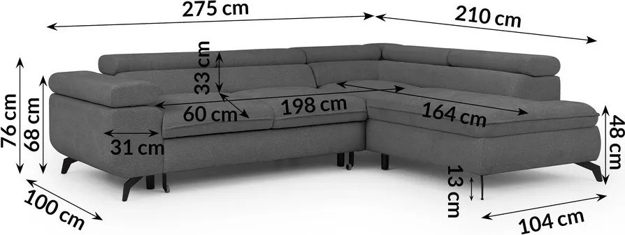 Сив шенилов ъглов диван (десен ъгъл L форма) Marbeya – Ropez