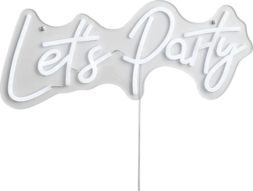 Неонова стенна лампа бяла с LED - Let's Party