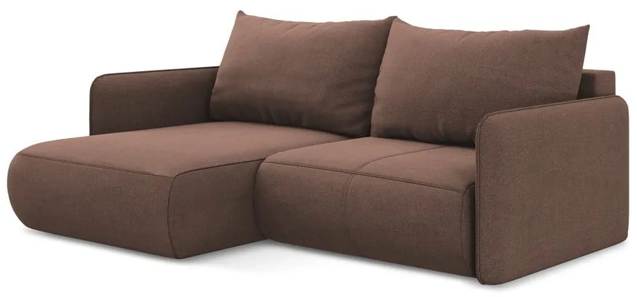 Розов разтегателен ъглов диван с място за съхранение (ляв ъгъл) Nanea – Makamii