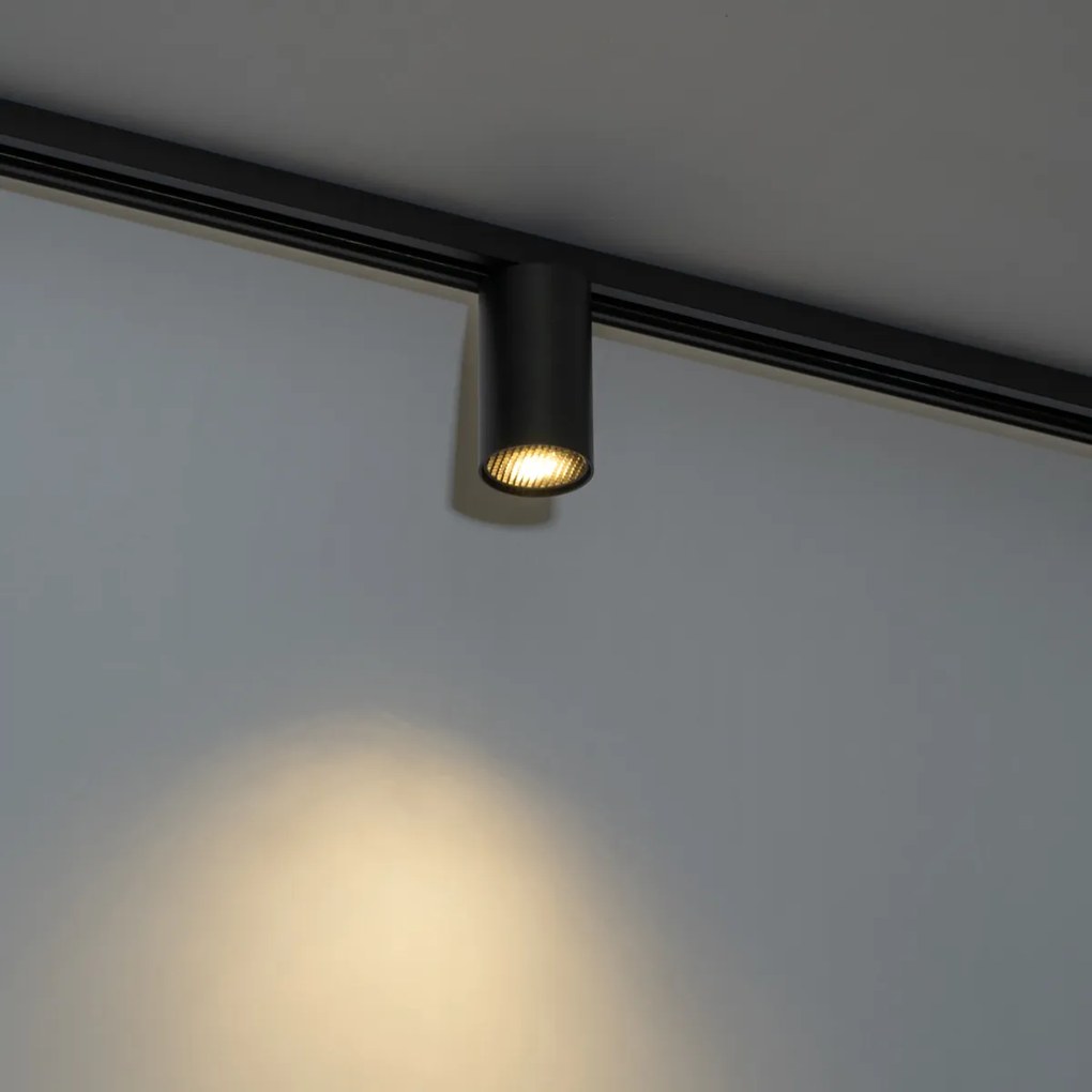 Модерен черен прожектор за 1-фазова релсова система GU10 35mm - Iconic Ruby Honey