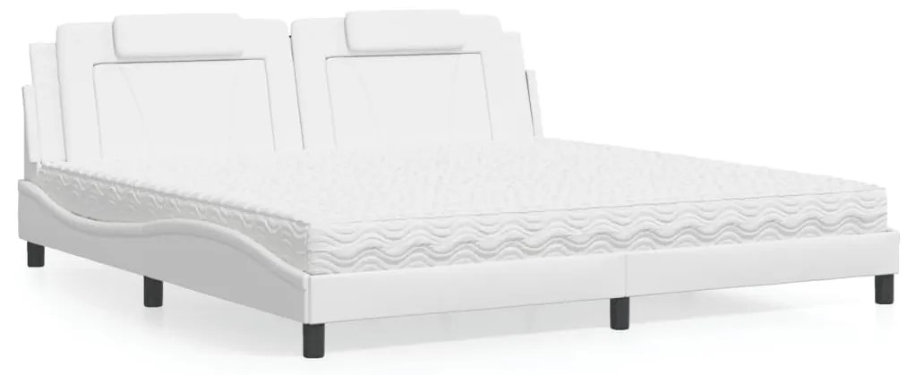 3208818 vidaXL Легло Viana без матрак, бяло, 200x200 см, изкуствена кожа
