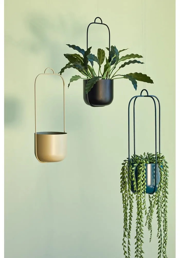 Комплект от 2 черни висящи железни саксии Juro Lotus - Hübsch