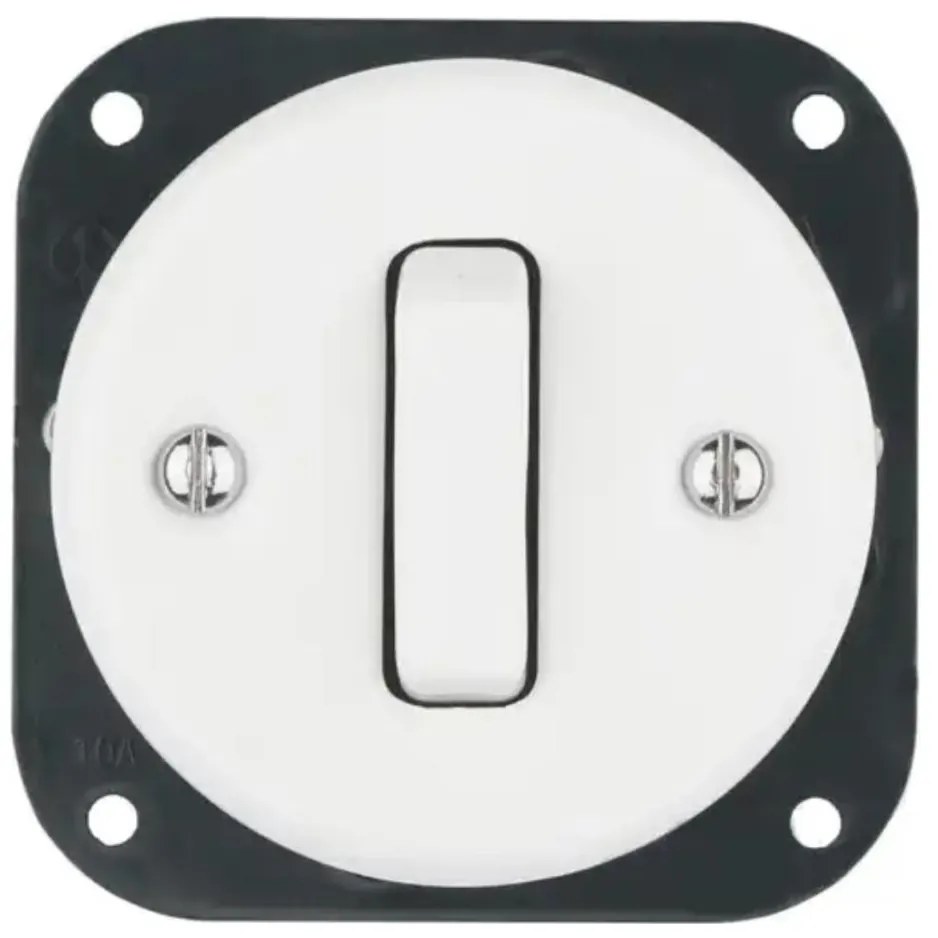 Bohemia-Design - Порцеланов ретро едноключов превключвател без рамка № 1 бял