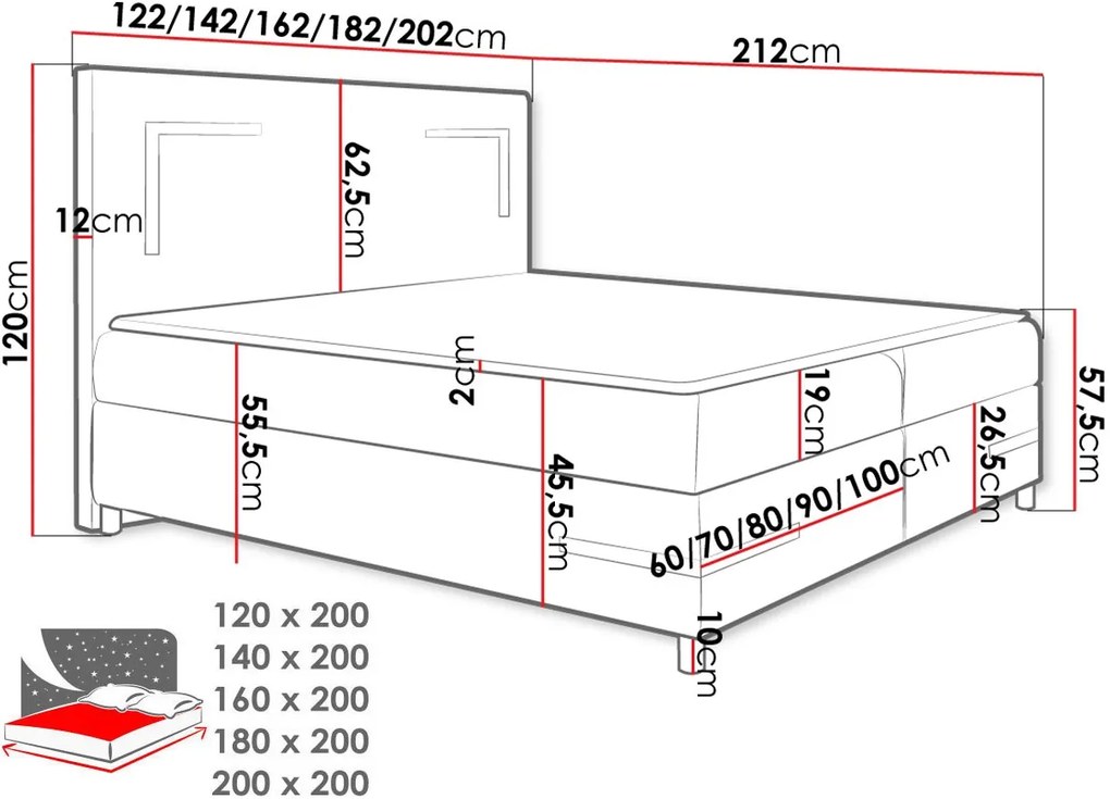 Тапицирано легло Delos-Gkri Skouro-120 x 200