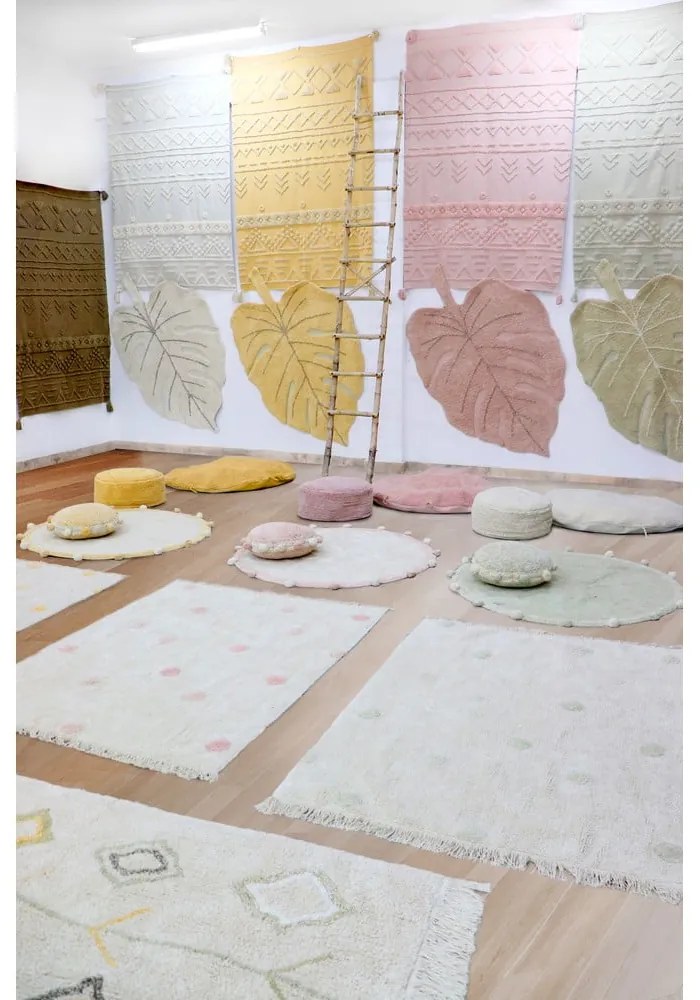 Бял ръчно изработен памучен килим подходящ за пране 140x200 cm Tribu Natural – Lorena Canals