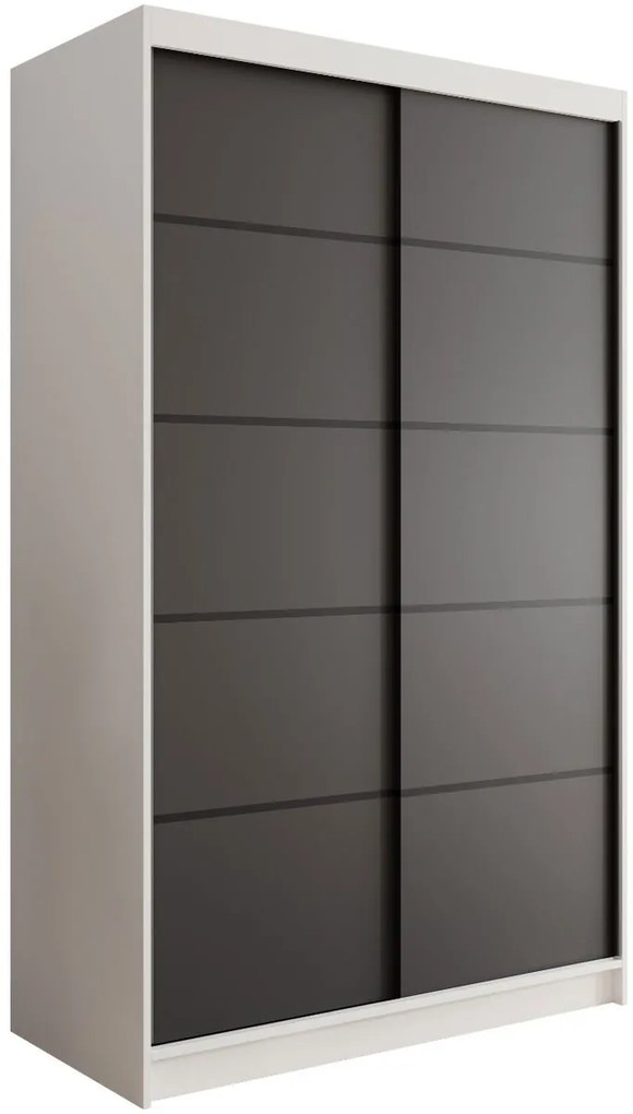 Гардероб Lissa 120 плъзгащ-Бяло-Черно