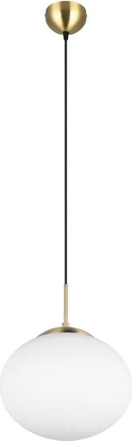 Бяло и златисто висящо осветително тяло със стъклен абажур ø 30 cm Fomento – Trio