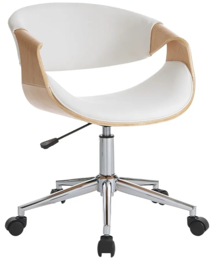 Офис стол от имитация на кожа в бял и естествен цвят Visby – Tomasucci