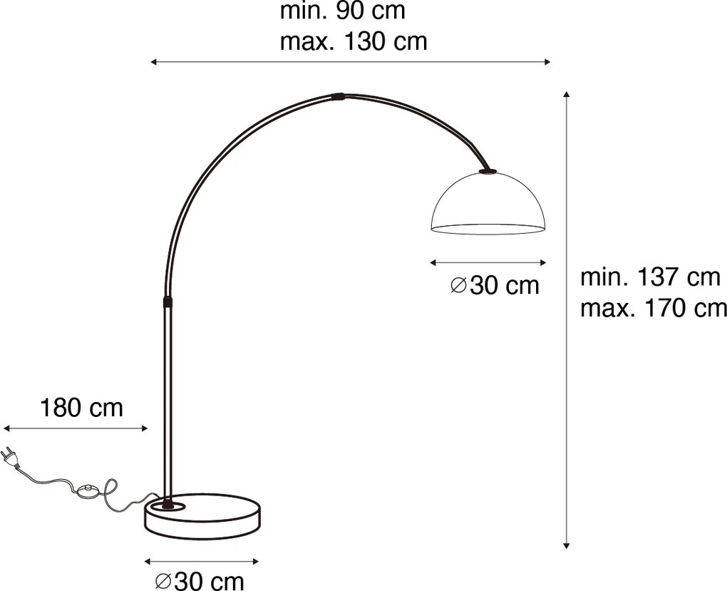 Модерна аркова лампа черна с опушено стъкло - Arc