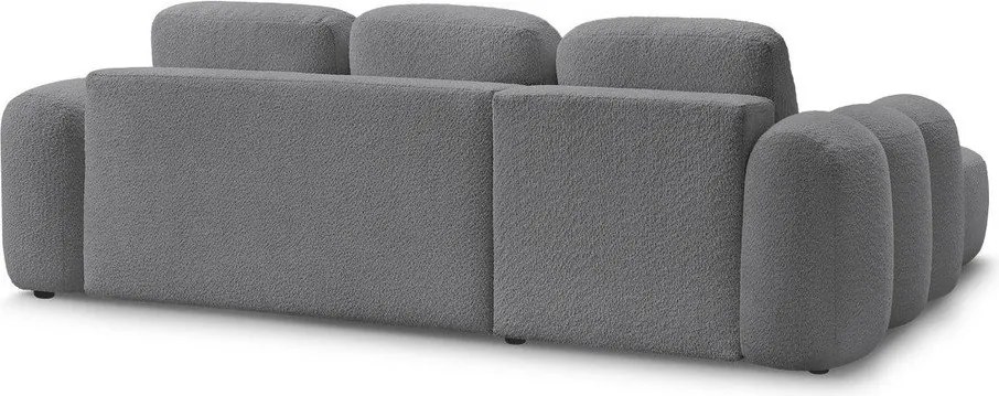 Сив сгъваем/с място за съхранение ъглов диван от прежда с примки от букле (десен ъгъл) Montaigne – Bobochic Paris