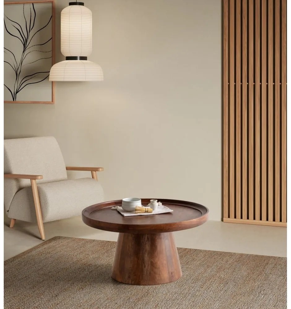 Тъмнокафява кръгла масичка за кафе от масивно манго ø 80 cm Rose – MOME