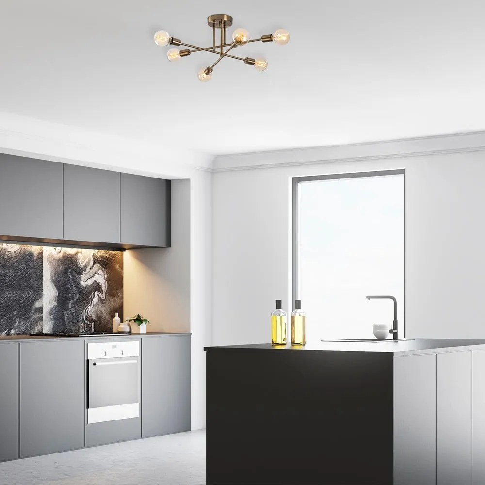 Осветително тяло за таван в златист цвят 64x64 cm Flower – Opviq lights