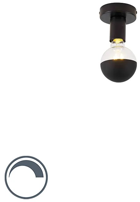 Дизайнерска таванна лампа черна с G95 рефлектор черен - Facile