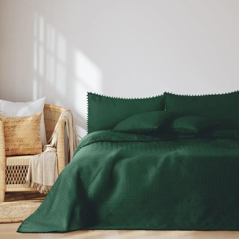 Бутилково зелена покривка за легло , 200 x 220 cm Meadore - AmeliaHome