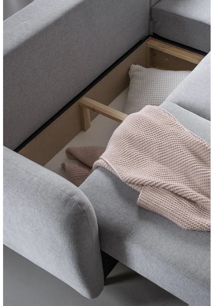 Светлосив ъглов разтегателен диван, десен ъгъл Scandic Lagom - Miuform