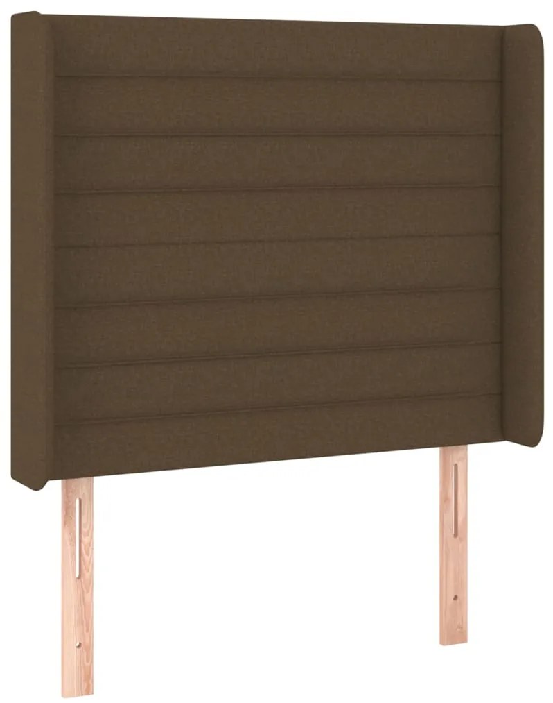 3119697 vidaXL Горна табла за легло с уши, тъмнокафява,83x16x118/128 см, плат