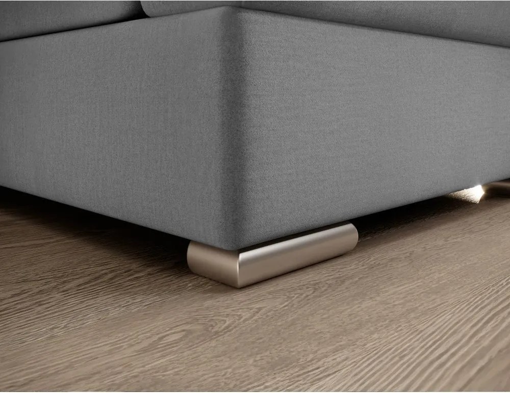 Сив кадифен разтегателен ъглов диван с място за съхранение (ляв ъгъл L форма) Siber – ELTAP