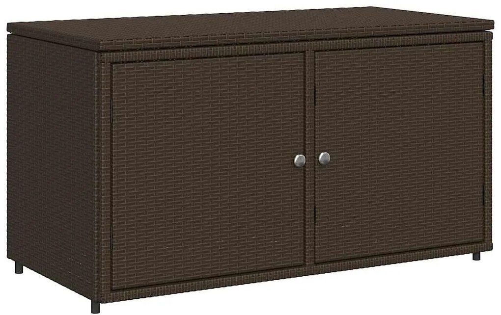 365568 vidaXL Градински шкаф за съхранение, кафяв, 110x55x60,5 см, полиратан