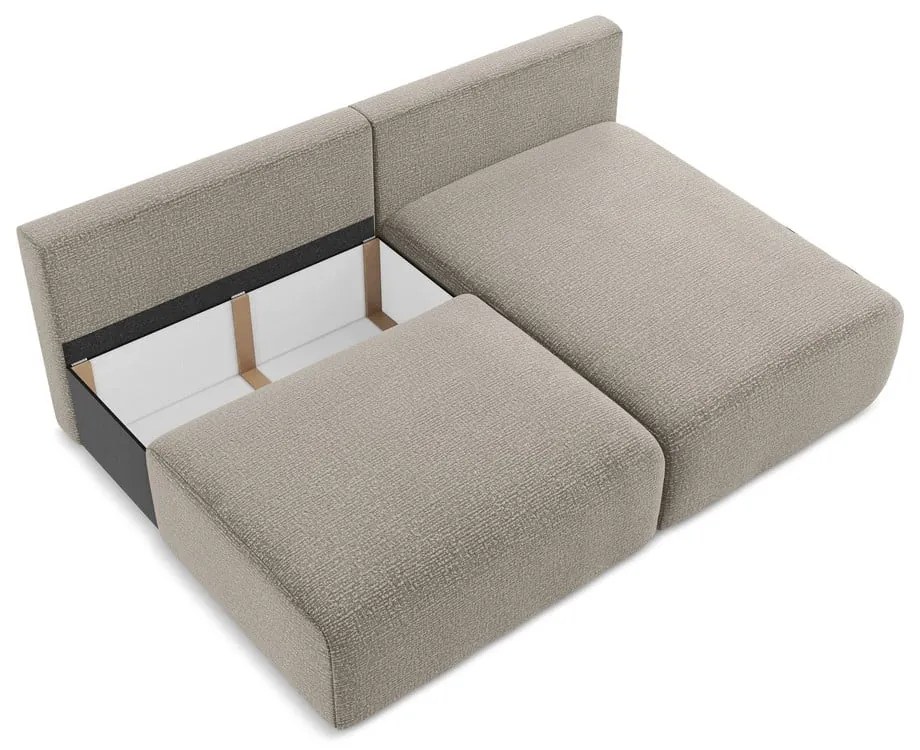 Бежов разтегателен ъглов диван с място за съхранение (десен ъгъл) Kalena – Makamii