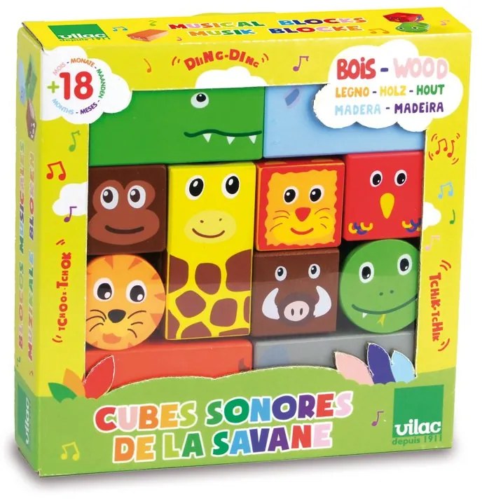 Vilac - Дървени Кубчета Музикални Savanna 2101