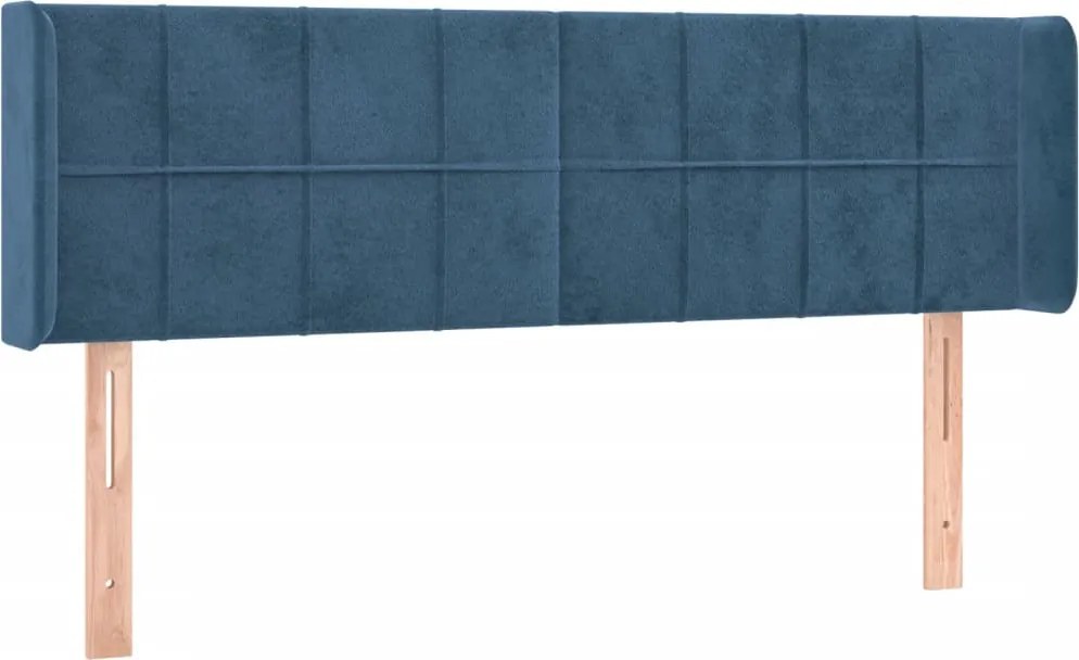 3118820 vidaXL Горна табла за легло, тъмносиня, 147x16x78/88 см, кадифе