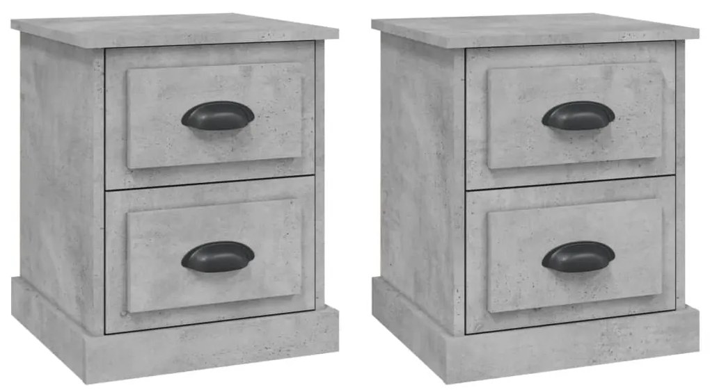 816153 vidaXL Нощни шкафчета, 2 бр, сиво, 39x39x47,5 см, инженерно дърво