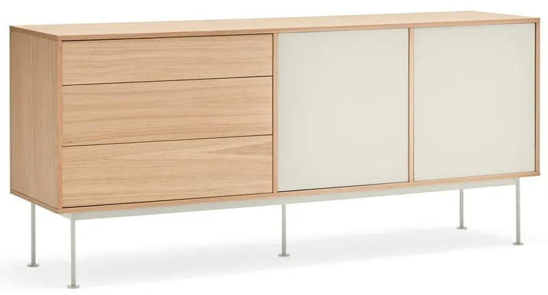 Кремавобял скрин с дъбов фурнир , ширина 180 см Yoko - Teulat