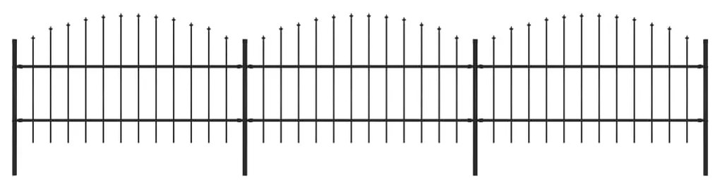 Sonata Градинска ограда с пики, стомана, (0,75-1)x5,1 м, черна