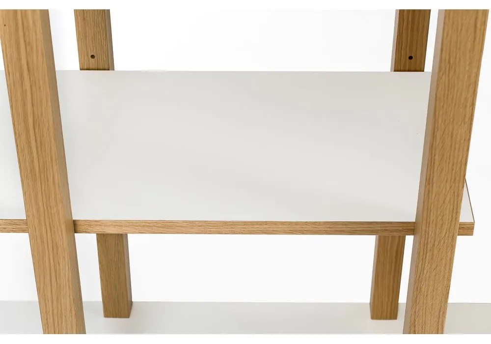 Бяла етажерка за книги от дъб 90x210 cm Newbury - Woodman