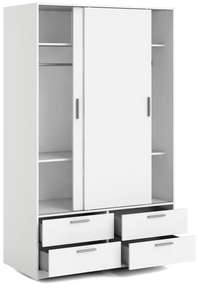 Бял гардероб с плъзгащи се врати 121x200 cm Line - Tvilum