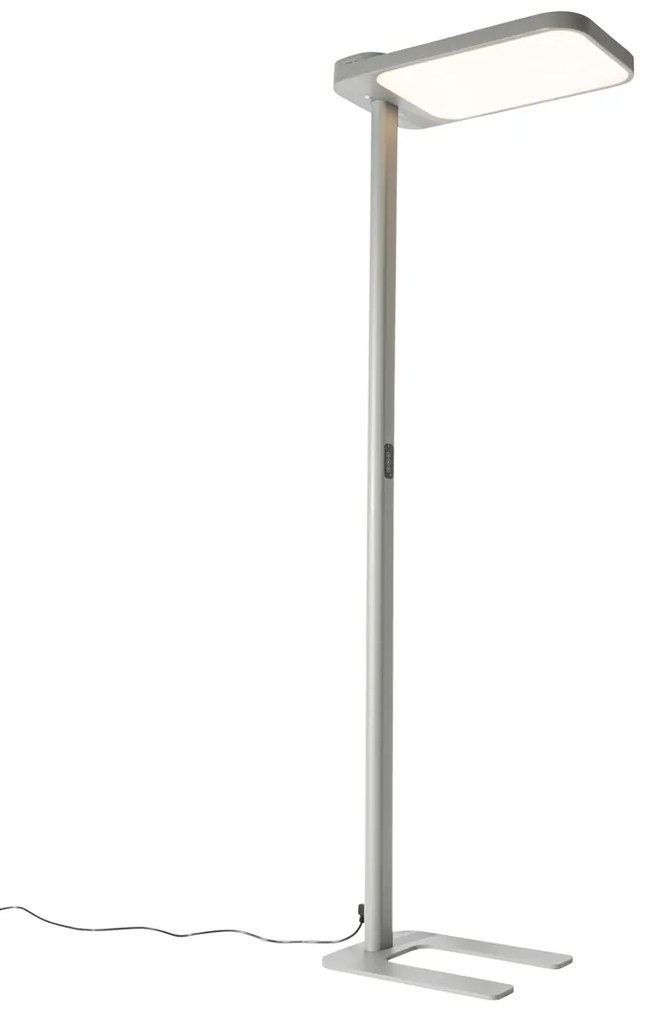 Дневна подова лампа сива квадратна с LED и димер - Guzo