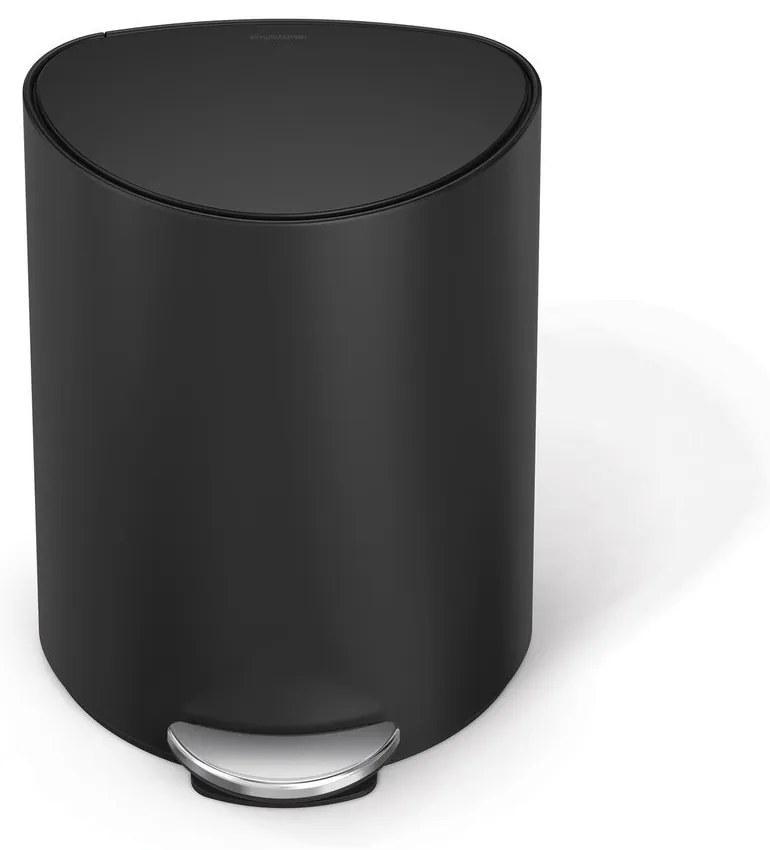Матово черно метално кошче за боклук с педал 6 l – simplehuman