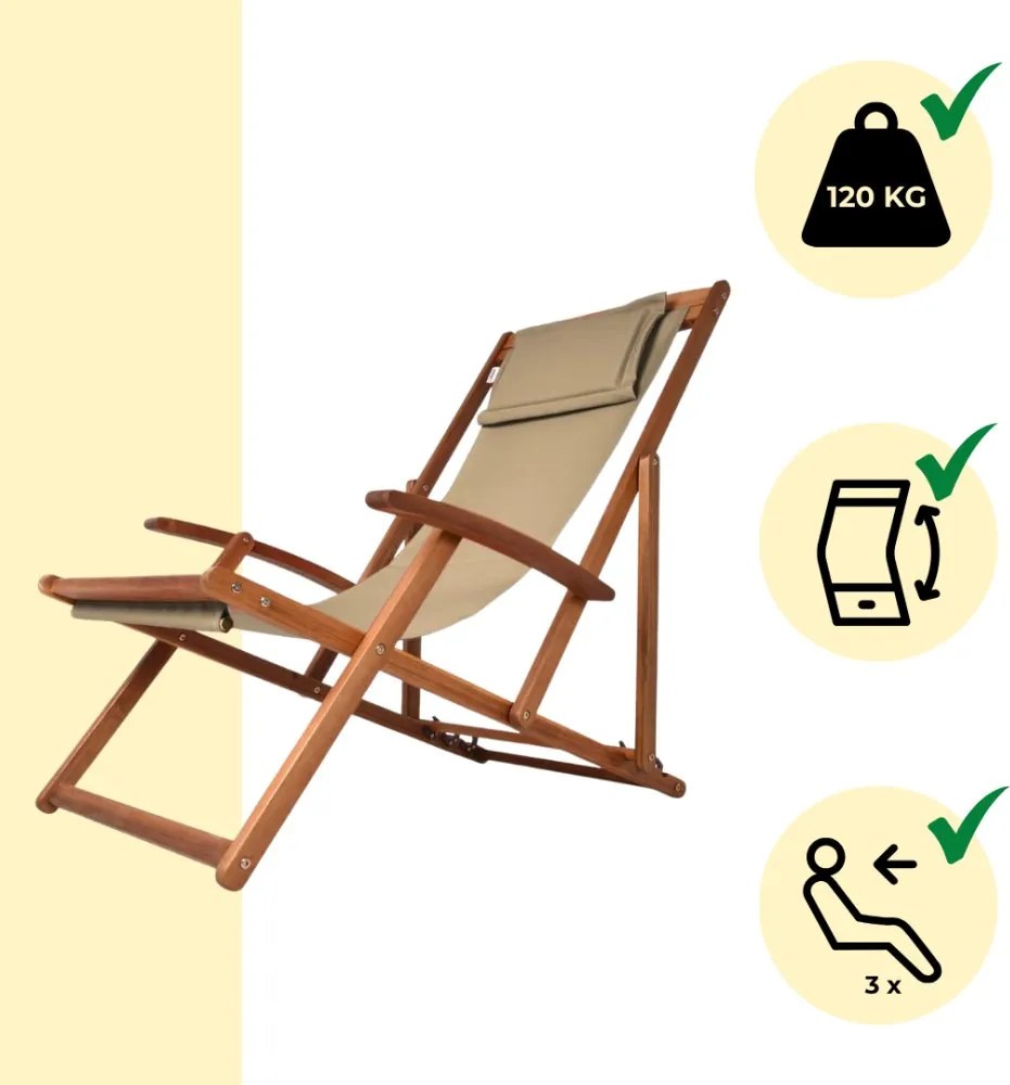 Сгъваем регулируем градински шезлонг от акациева дървесина червен