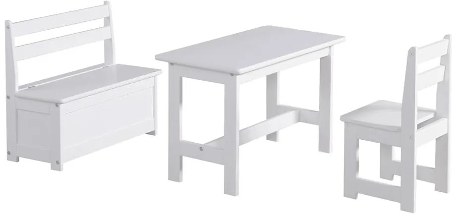 Бяла детска маса, изработена от масивна борова дървесина Baby - Pinio