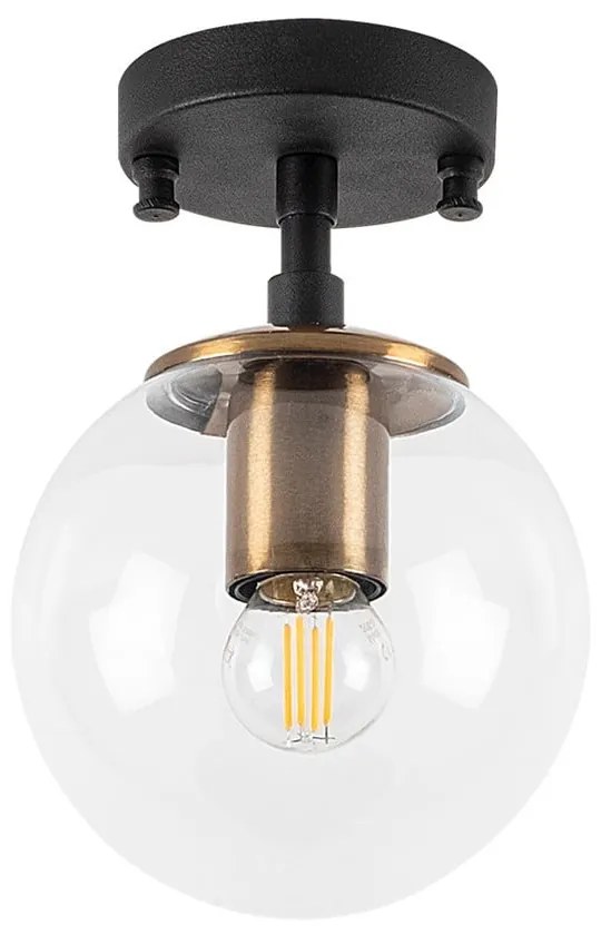 Черно осветително тяло за таван със стъклен абажур ø 15 cm Atmaca – Opviq lights