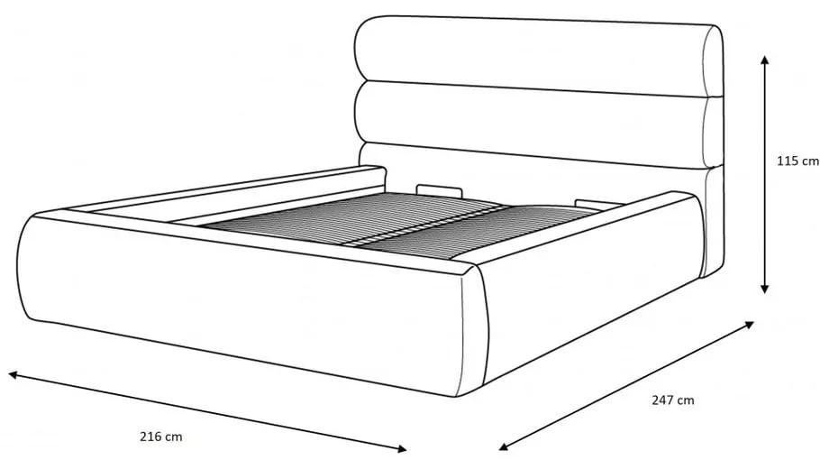 Оранжево тапицирано двойно легло с място за съхранение с решетка 180x200 cm Jagna - Bobochic Paris