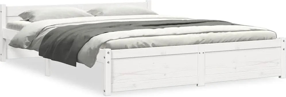 815045 vidaXL Рамка за легло, бяла, масивно дърво, 140х200 см