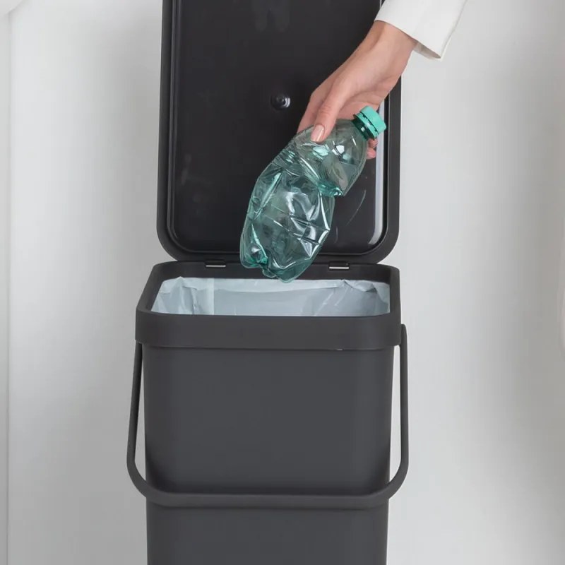 Кош за разделно събиране на боклук Brabantia Sort&Go 1004140, 40 л, Дръжка, Възможност за стенен монтаж, Тъмносив