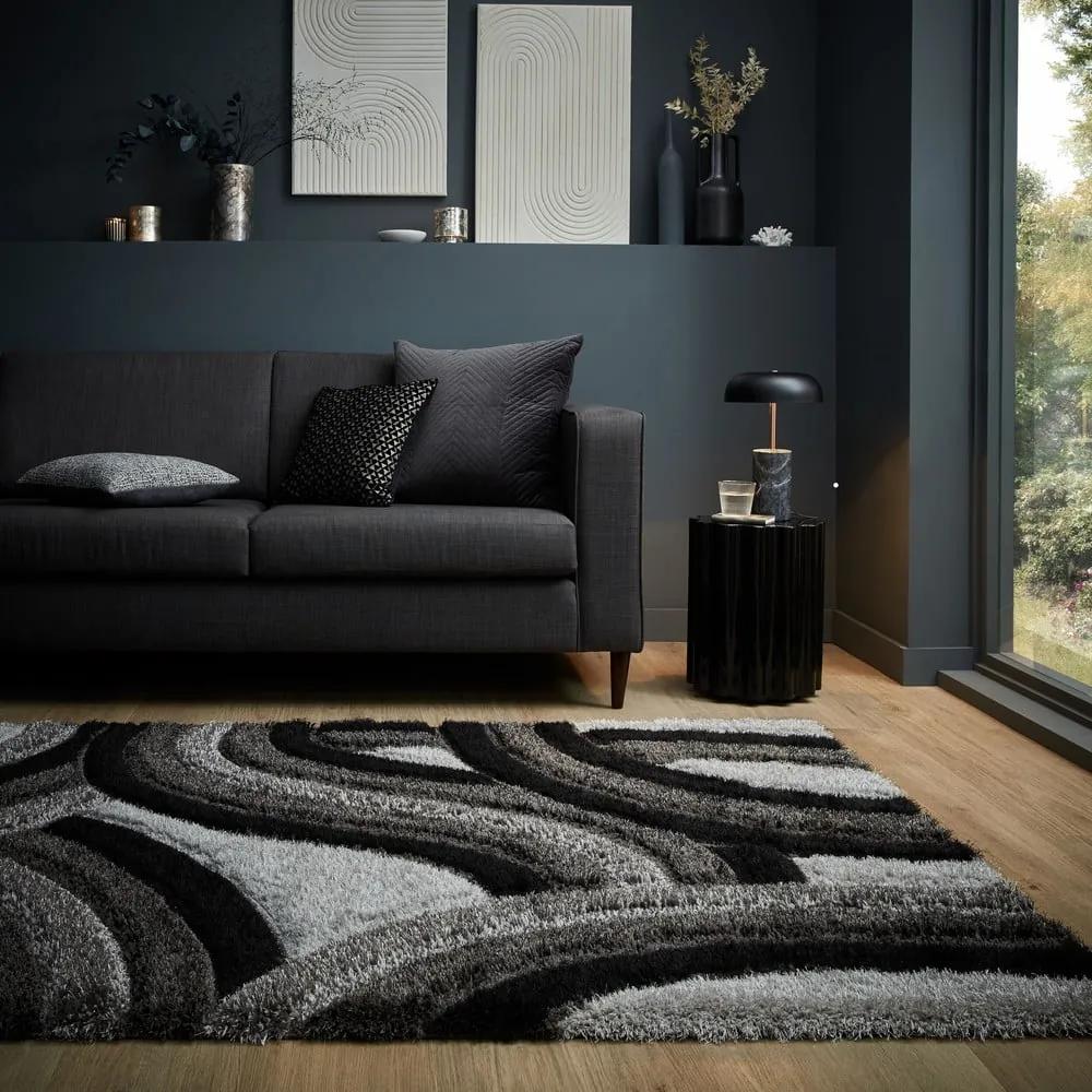 Черно-сив ръчно изработен килим от рециклирани влакна 80x150 cm Velvet – Flair Rugs