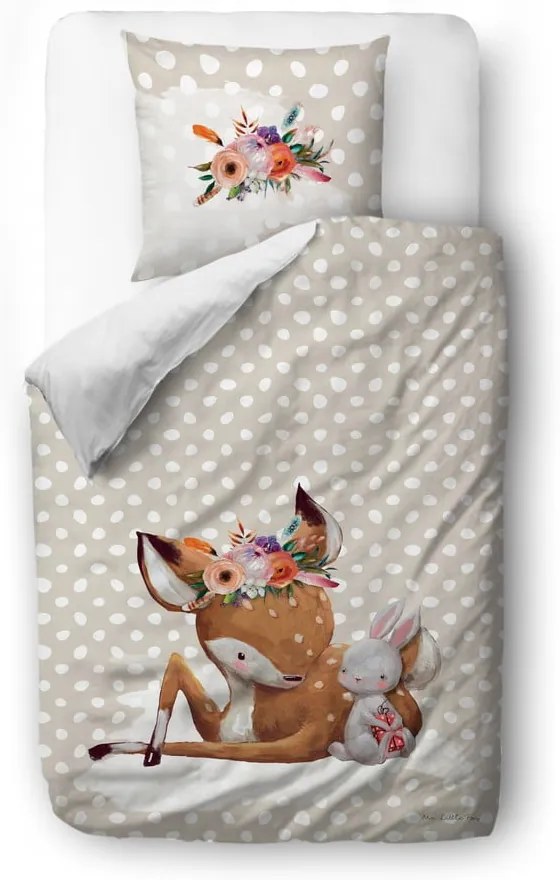 Памучно спално бельо Лани и нейните приятели, 140 x 200 cm Forest School - Butter Kings