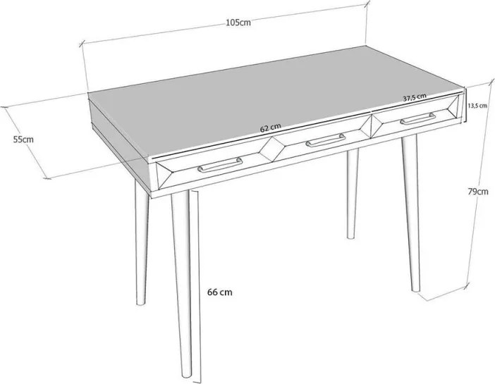 Втора ръка: Бюро Kalune Design 854KLN1502, 105х55 см, 2 чекмеджета, Меламиново покритие, Светлокафяв/черен