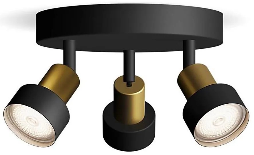 Philips - Спот CONDUIT 3xGU10/5W/230V черен/месинг