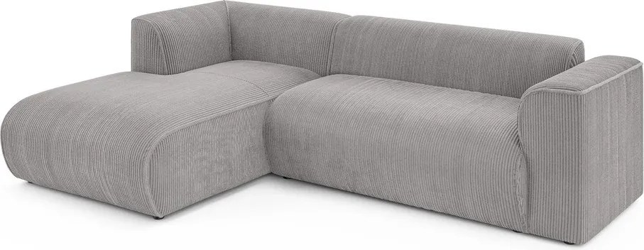 Светлосив ъглов диван от рипсено кадифе (ляв ъгъл) Merid – Ropez