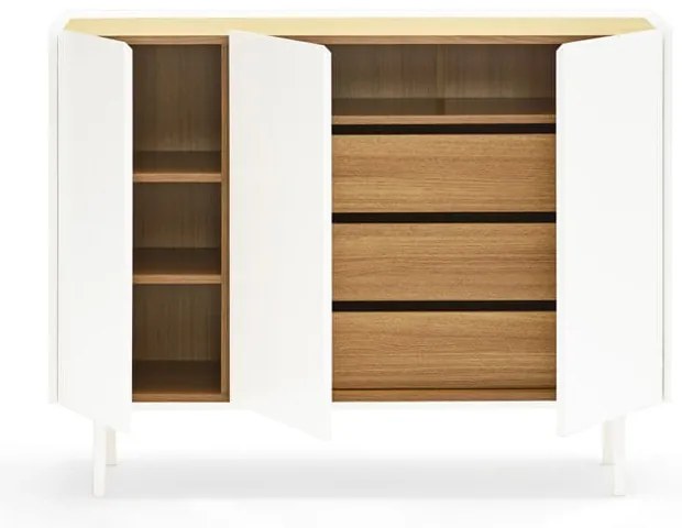 Бял нисък скрин от декор от дъб 110x85 cm Arista – Teulat