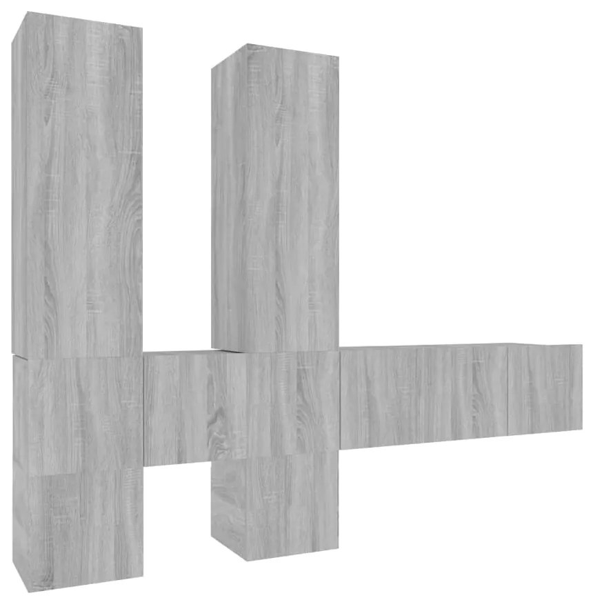 3120297 vidaXL Комплект ТВ шкафове от 7 части, сив сонома, инженерно дърво